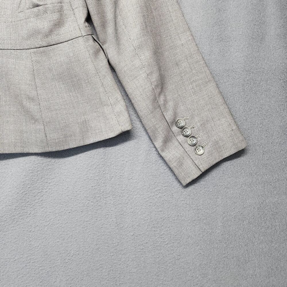Ann Taylor Blazer Womens 4P Petite Gray Two Button Lined Career Work Jacket - Picture 9 of 9